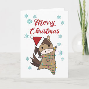 Merry Christmas Ponny Horse Snow Winter Horses Card