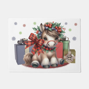 Merry Christmas Pony Doormat