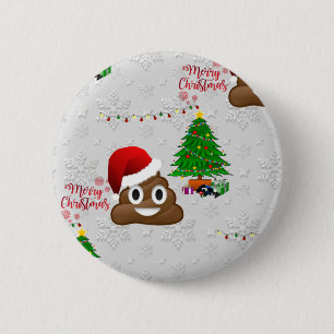 merry christmas poo emoji 2 inch round button