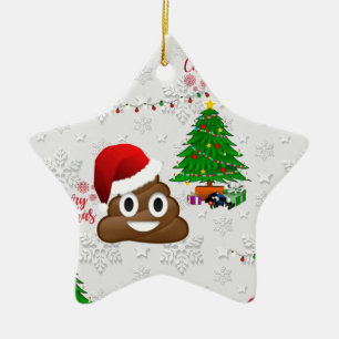 merry christmas poo emoji ceramic ornament