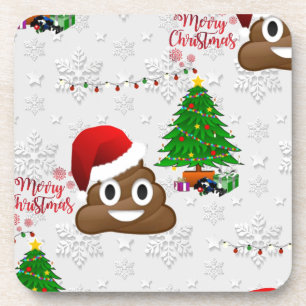 merry christmas poo emoji coaster