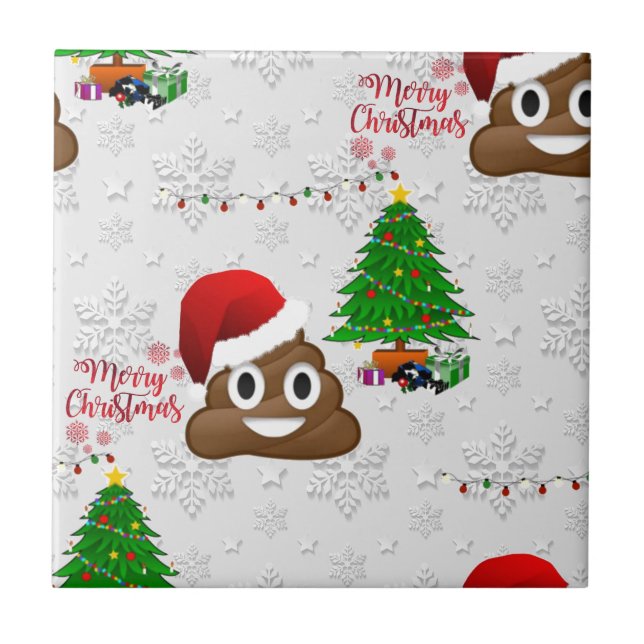 merry christmas poo emoji tile (Front)