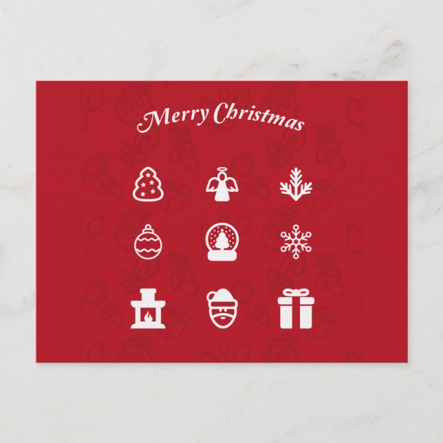 Merry Christmas Popular Icons set Holiday Postcard (Front)