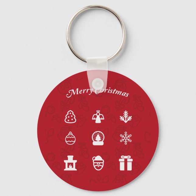 Merry Christmas Popular Icons set Keychain (Front)