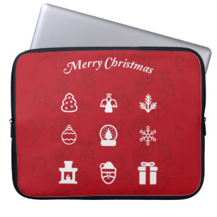 Merry Christmas Popular Icons set Laptop Sleeve