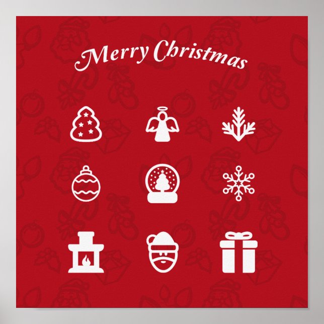 Merry Christmas Popular Icons set Poster (Front)