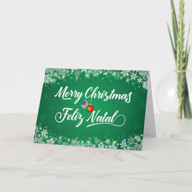 Merry Christmas Portuguese Card, Feliz Natal Holiday Card (Front)