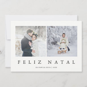Merry Christmas Portuguese Modern Christmas Two Ph Holiday Card
