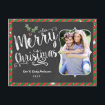 MERRY CHRISTMAS Postcard Chalk Holiday Photo Card<br><div class="desc">MERRY CHRISTMAS Postcard Chalk Holiday Photo Card. Customize with any text and your own photo.</div>