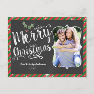 MERRY CHRISTMAS Postcard Chalk Holiday Photo Card
