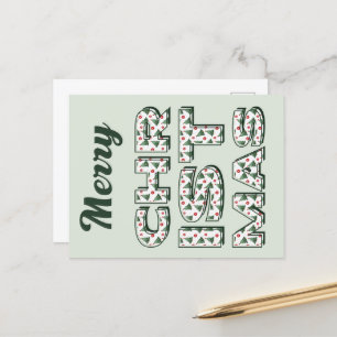 Merry Christmas postcard. Seasons greetings. Postcard