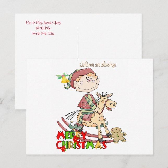 Merry Christmas Postcards Elf  (Front/Back)