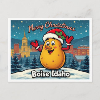 Merry Christmas Potato Boise Idaho Holiday Postcard