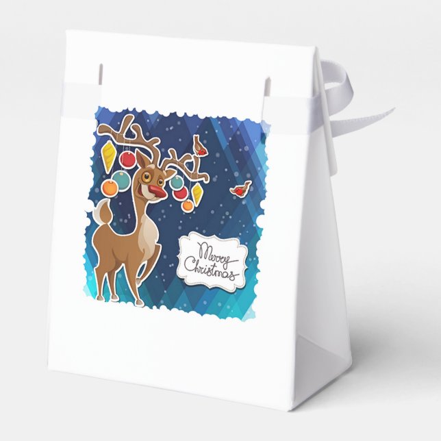 Merry Christmas Prancing Reindeer Favor Box (Back Side)