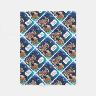 Merry Christmas Prancing Reindeer Fleece Blanket