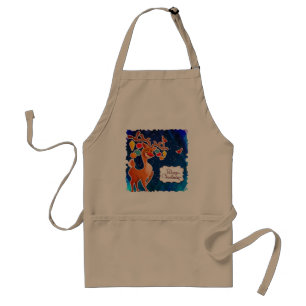 Merry Christmas Prancing Reindeer Standard Apron