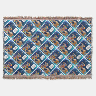 Merry Christmas Prancing Reindeer Throw Blanket