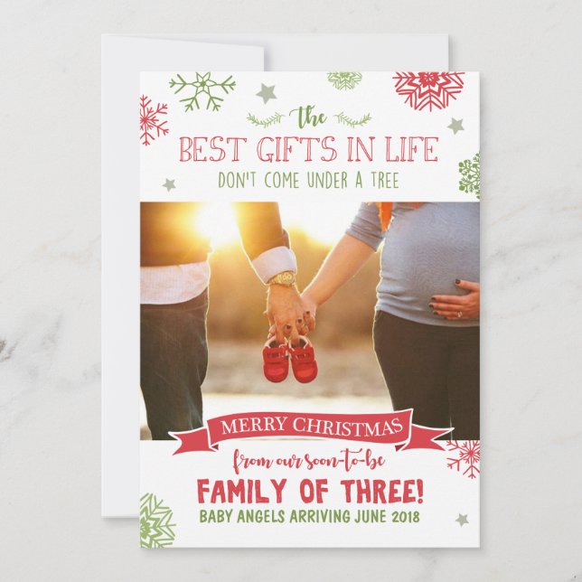 Merry Christmas pregnancy announcement card (Front)