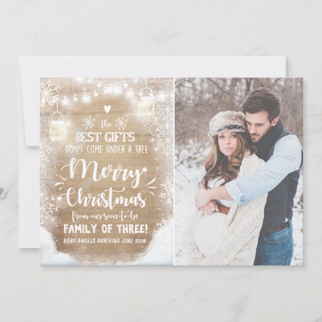 Merry Christmas pregnancy announcement Rustic (Front)
