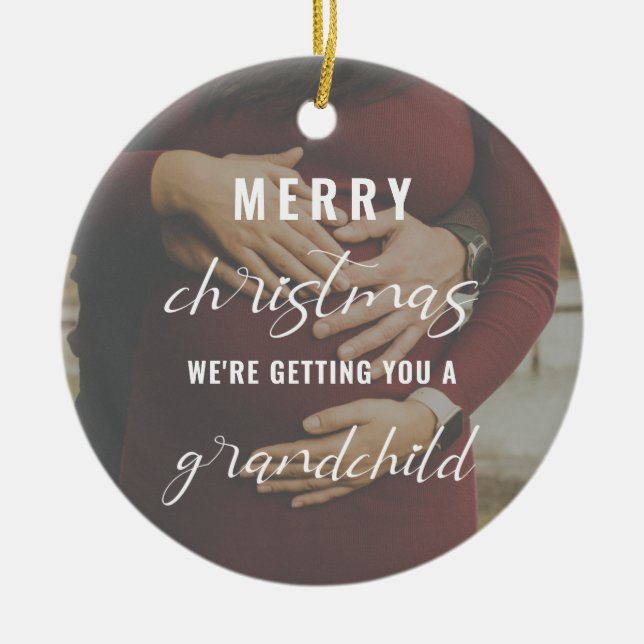 merry Christmas pregnancy/baby announcement photo Ceramic Ornament (Front)