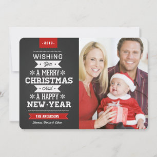 Merry Christmas Preppy Chalkboard Photo Card