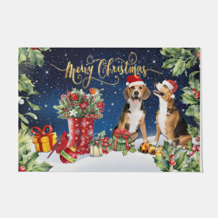 Merry Christmas Present, Xmas Dogs Doormat