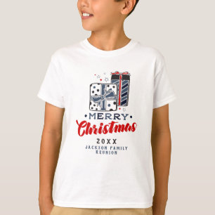 Merry Christmas Presents Custom Text Red Blue T-Shirt