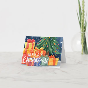 Merry Christmas Presents Folded Holiday Card