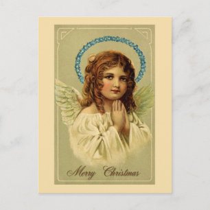 Merry Christmas pretty vintage angel Postcard