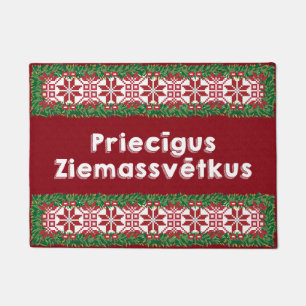 Merry Christmas Priecīgus Ziemassvētkus Doormat