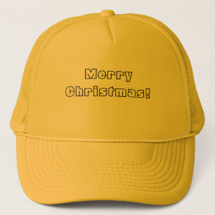 Merry Christmas Printed Text-Cap Yellow and Yellow Trucker Hat