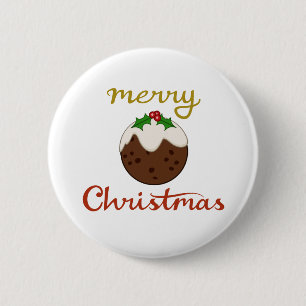 Merry Christmas+Pudding Design 2 Inch Round Button