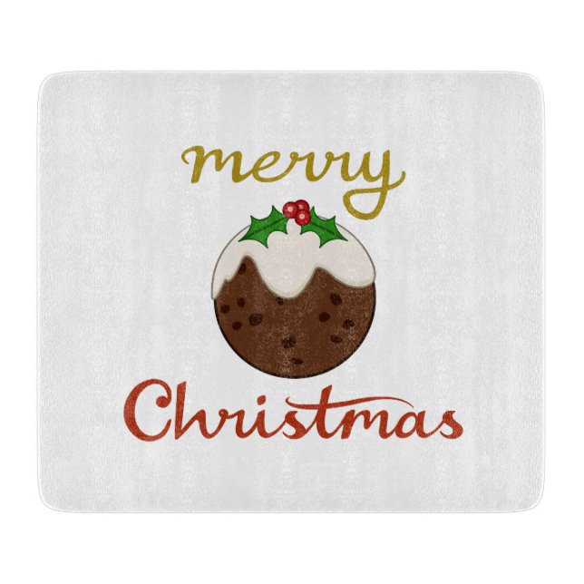 Merry Christmas+Pudding Design Cutting Board (Front)