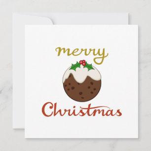 Merry Christmas+Pudding Design Holiday Card