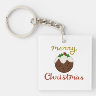 Merry Christmas+Pudding Design Keychain