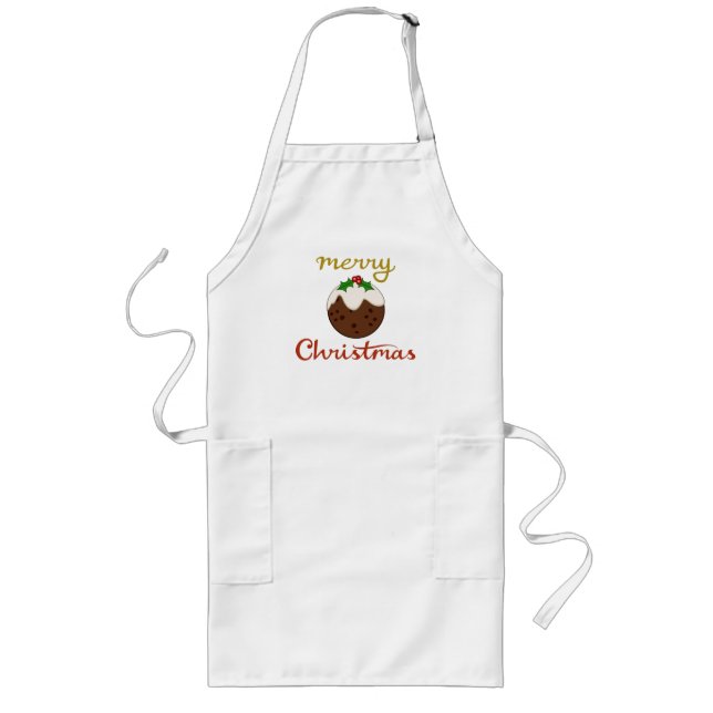 Merry Christmas+Pudding Design Long Apron (Front)