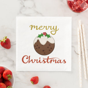 Merry Christmas+Pudding Design Napkin