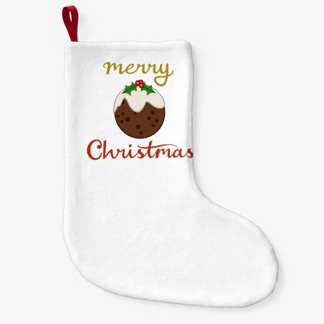 Merry Christmas+Pudding Design Small Christmas Stocking (Front)