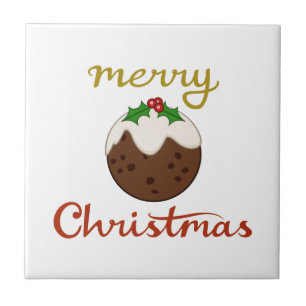 Merry Christmas+Pudding Design Tile
