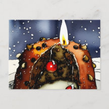 Merry Christmas Pudding Holiday Postcard