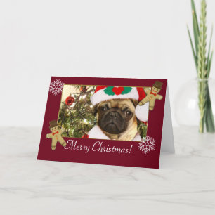 Merry Christmas pug dog Holiday Card