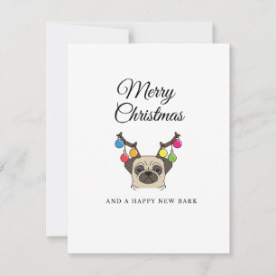 Merry Christmas pug holiday card