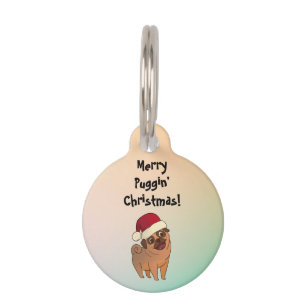 Merry Christmas pug holiday dog pet tag