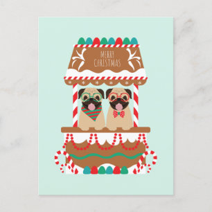 Merry Christmas Pug Holiday Stand Dogs Postcard