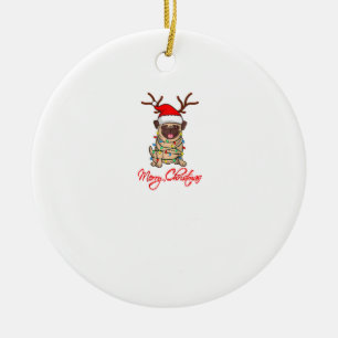 MERRY CHRISTMAS PUG Owner Ugly Christmas Funny Dog Ceramic Ornament