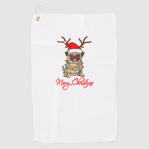 MERRY CHRISTMAS PUG Owner Ugly Christmas Funny Dog Golf Towel