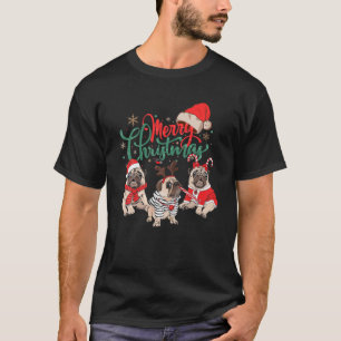 Merry Christmas Pug Ugly Xmas Lights Santa Dog Lov T-Shirt