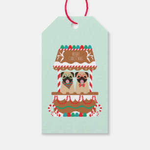 Merry Christmas Pugs Holiday Stand Dogs Gift Tags