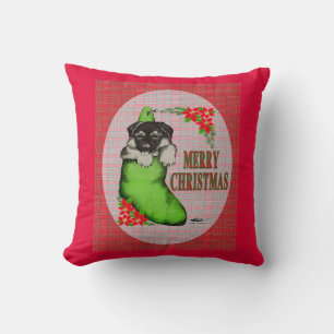 Merry Christmas Puppy Throw Pillow