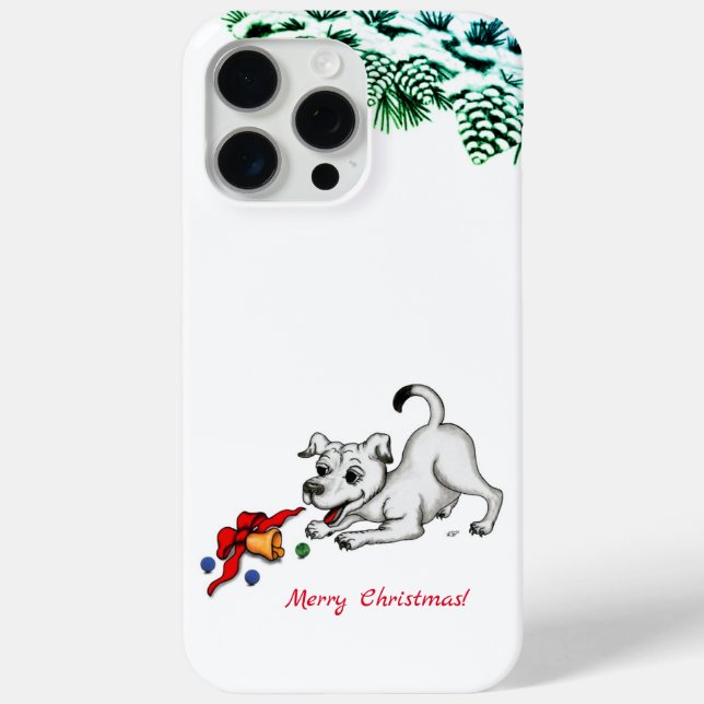 Merry Christmas! Puppy with Bell and Ball Case-Mate iPhone Case (Back)